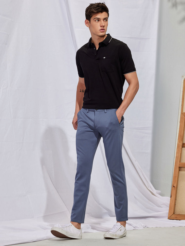 Grey Plain 4-Way Stretch Trouser