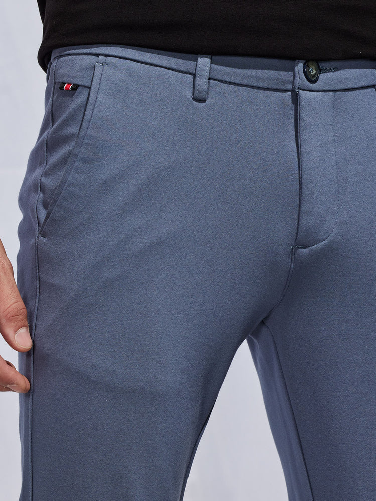 Grey Plain 4-Way Stretch Trouser