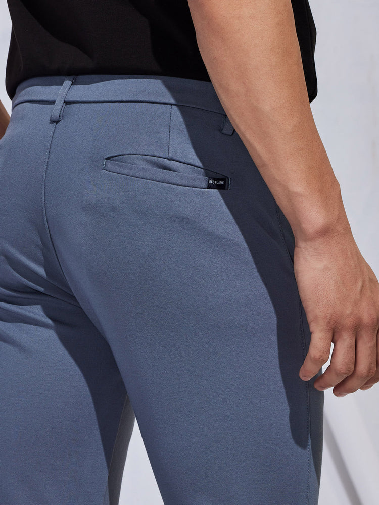 Grey Plain 4-Way Stretch Trouser