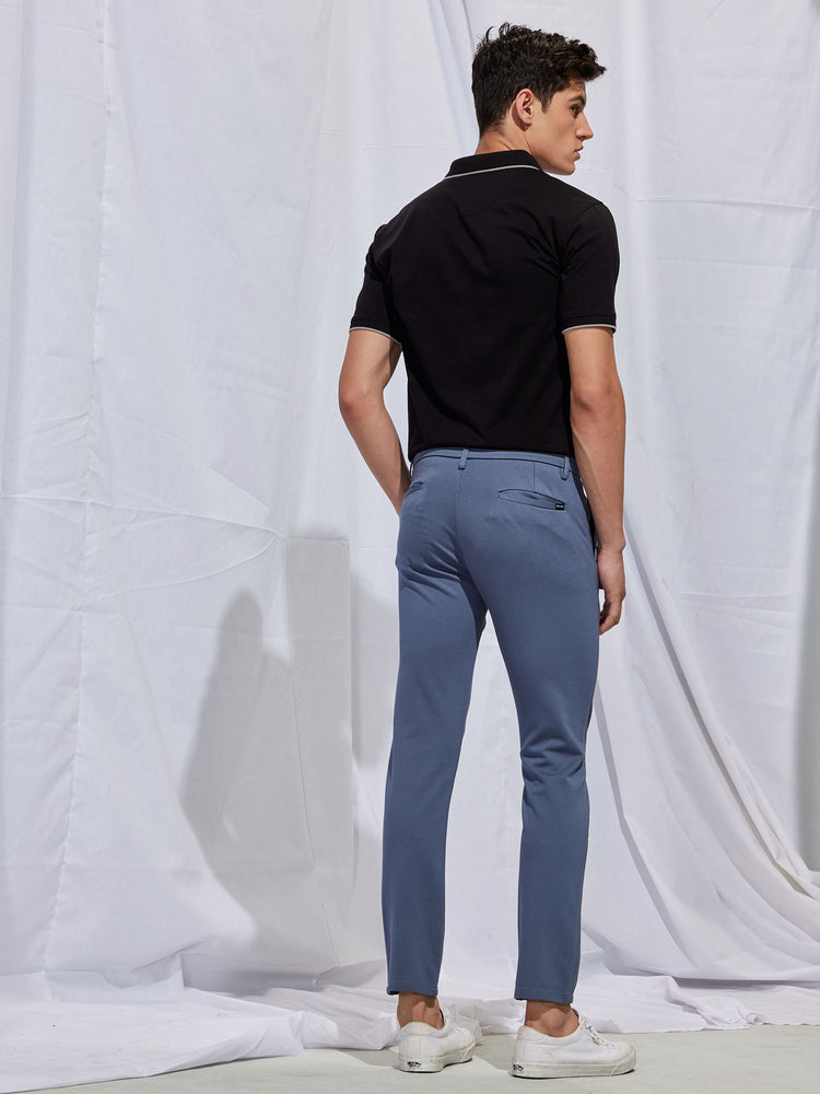 Grey Plain 4-Way Stretch Trouser