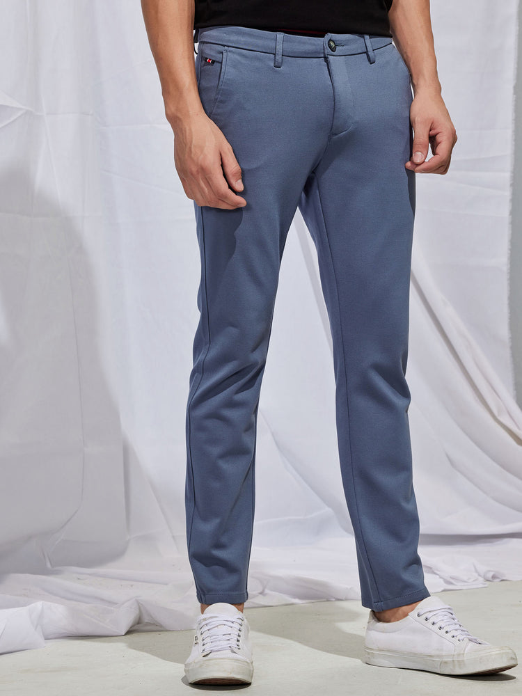 Grey Plain 4-Way Stretch Trouser