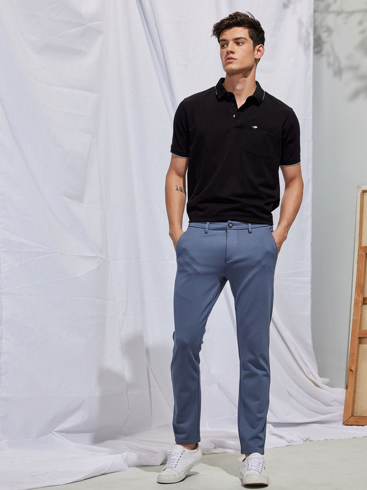Grey Plain 4-Way Stretch Trouser
