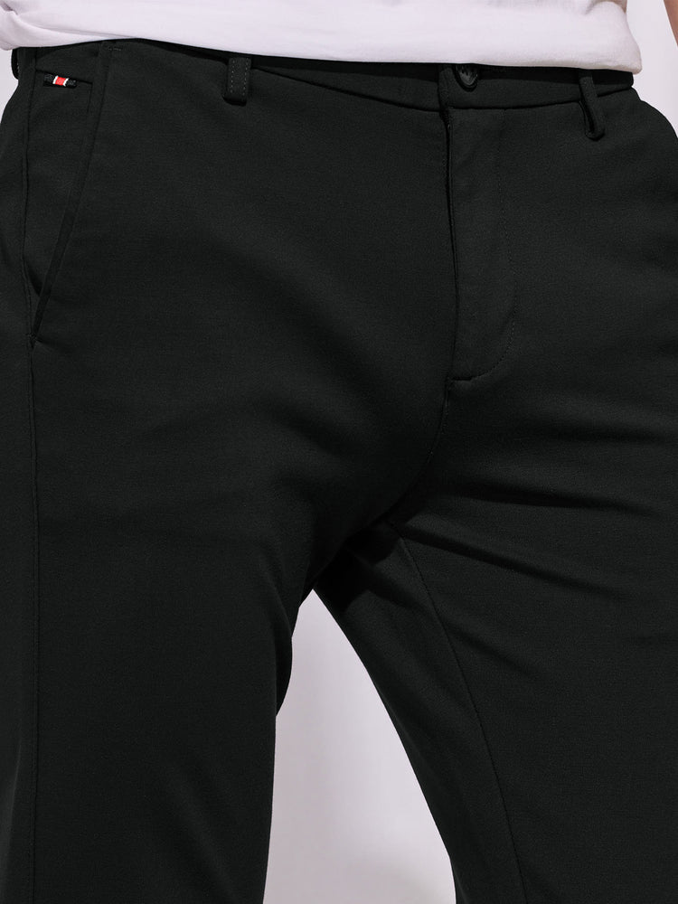 Black Solid 4-Way Stretch Ultra Slim Fit Trouser