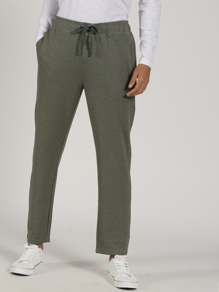 Green Cotton Blend  Track Pant