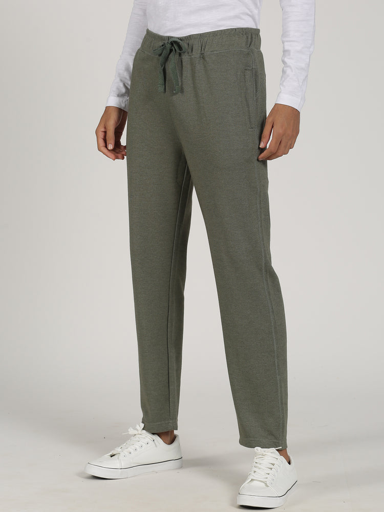 Green Cotton Blend  Track Pant