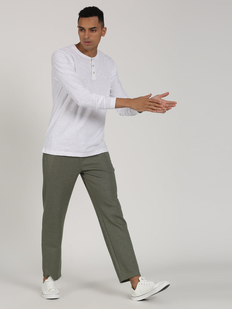 Green Cotton Blend  Track Pant