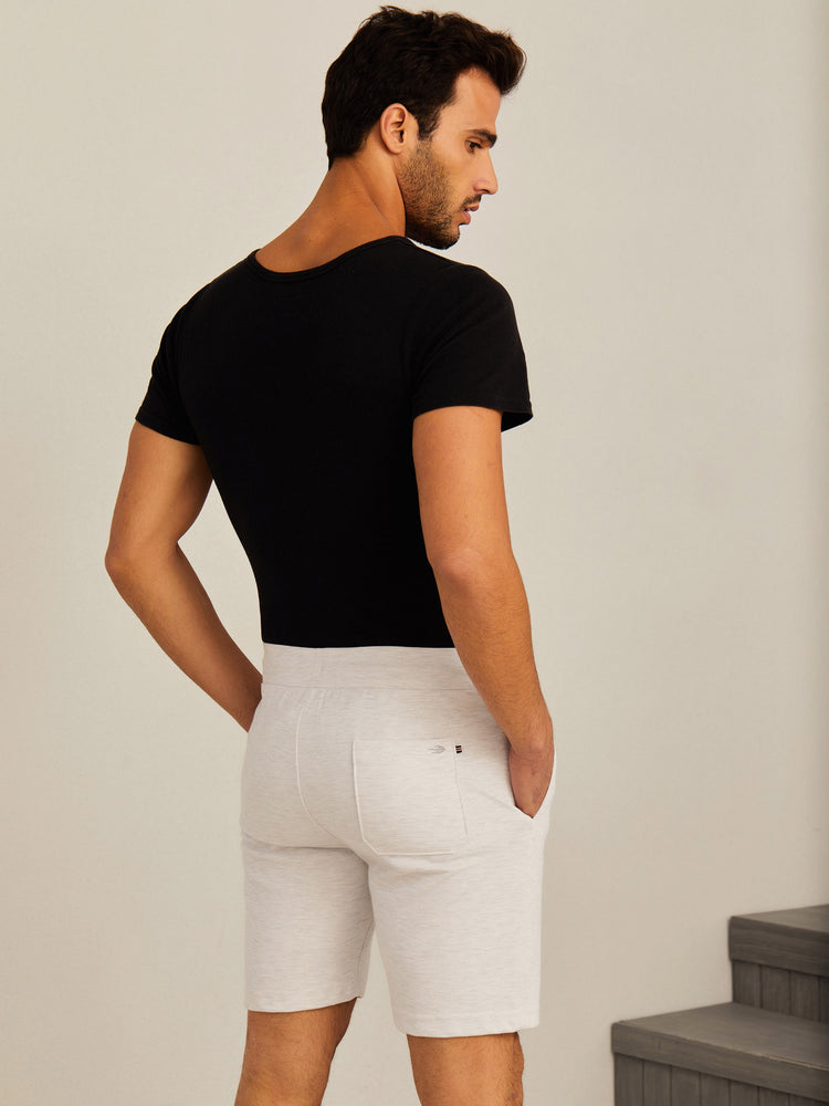 White Knits Jacquard  Shorts