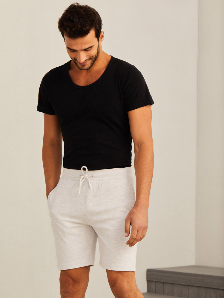 White Knits Jacquard  Shorts