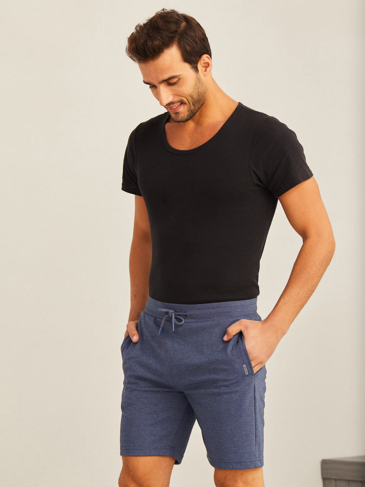 Blue Knits Jacquard  Shorts
