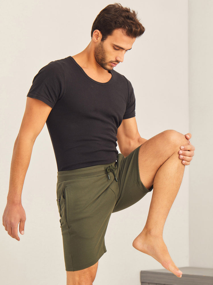 Green Knits Jacquard  Shorts