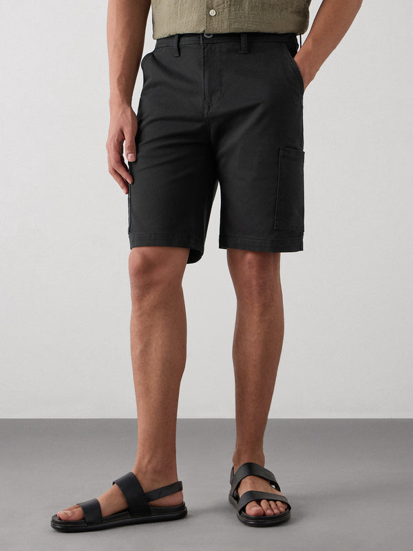 Regular Fit Canvas Cargo Shorts