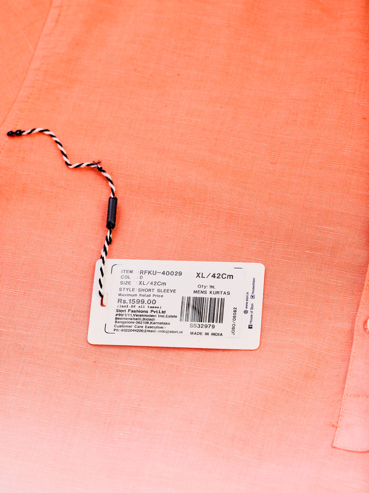 Orange Tie Dye Linen Kurta