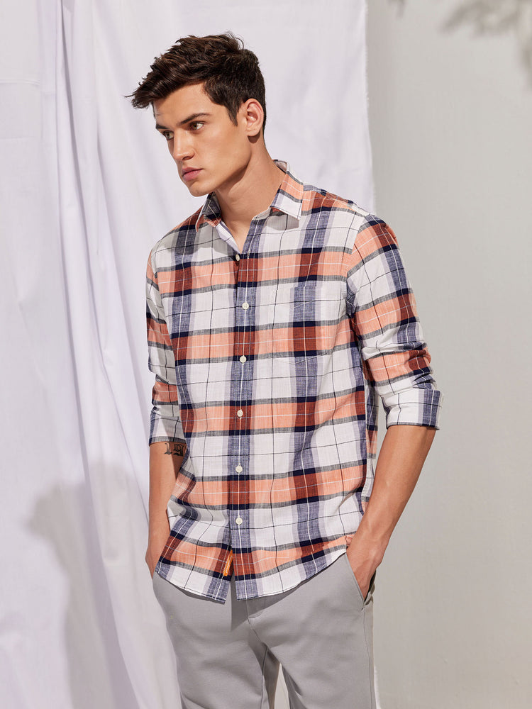 Orange  Checked  Shirt