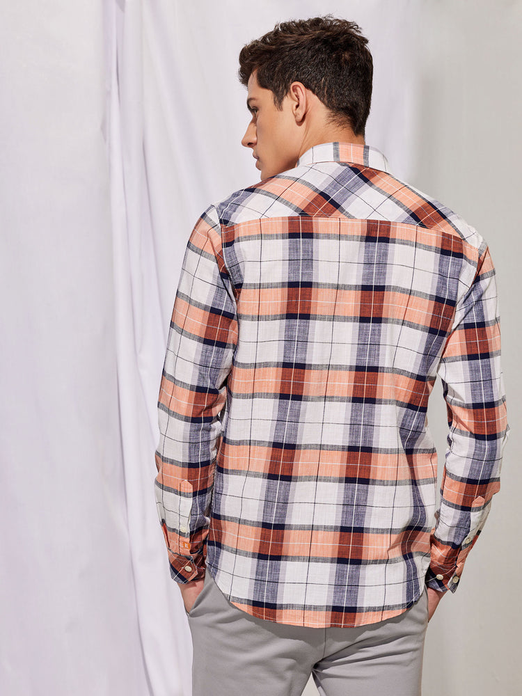 Orange  Checked  Shirt