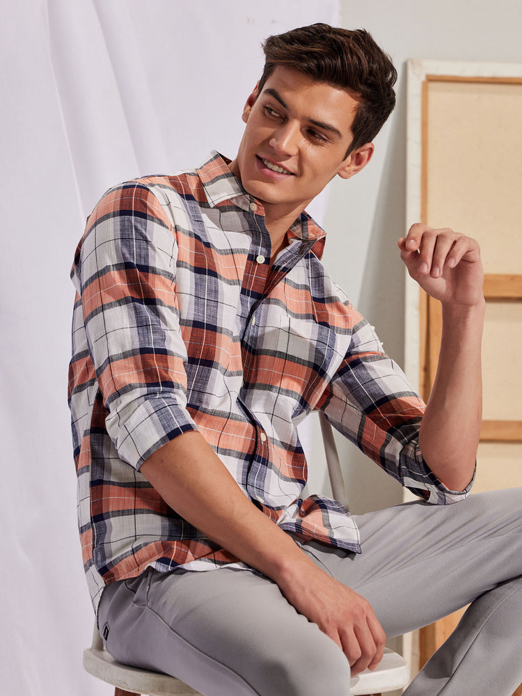 Orange  Checked  Shirt