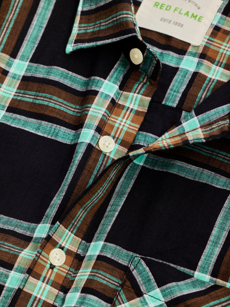 Black Pure Cotton Checked Shirt