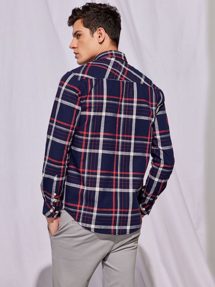Navy  Checked  Shirt