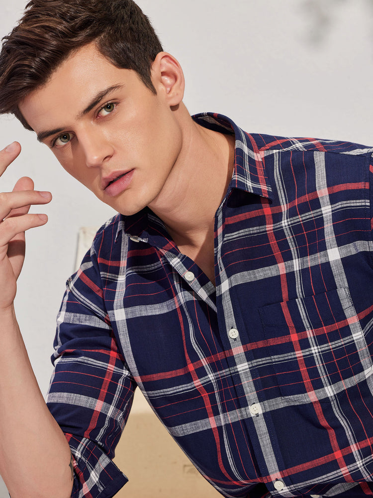 Navy  Checked  Shirt