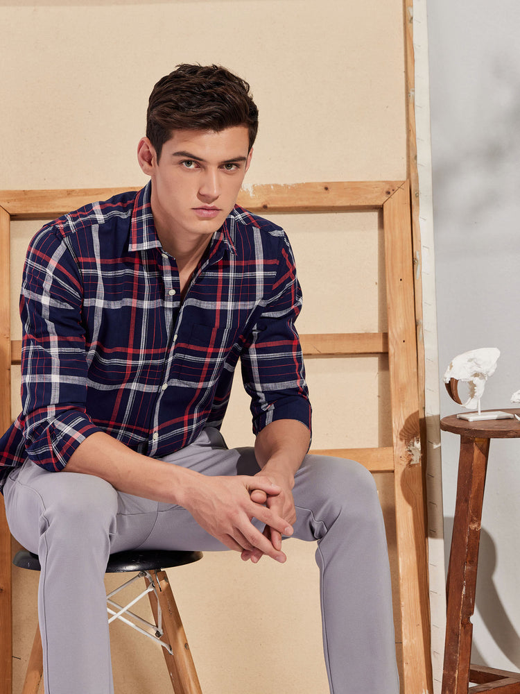 Navy  Checked  Shirt
