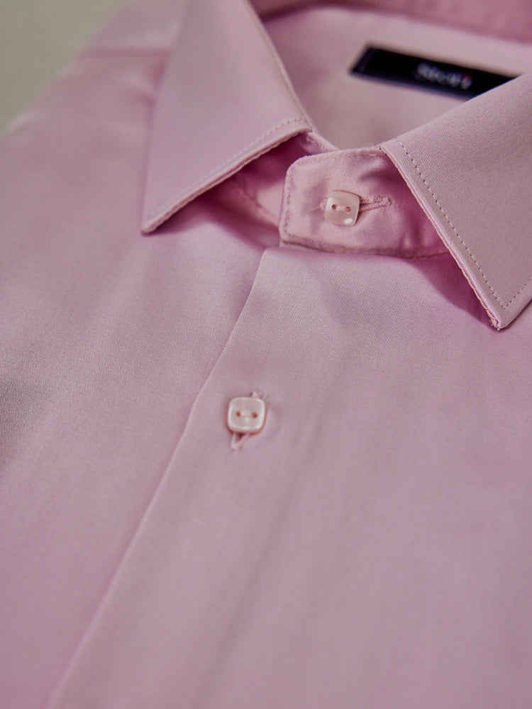 Pink Poly Stretch Spread Collar Shirt