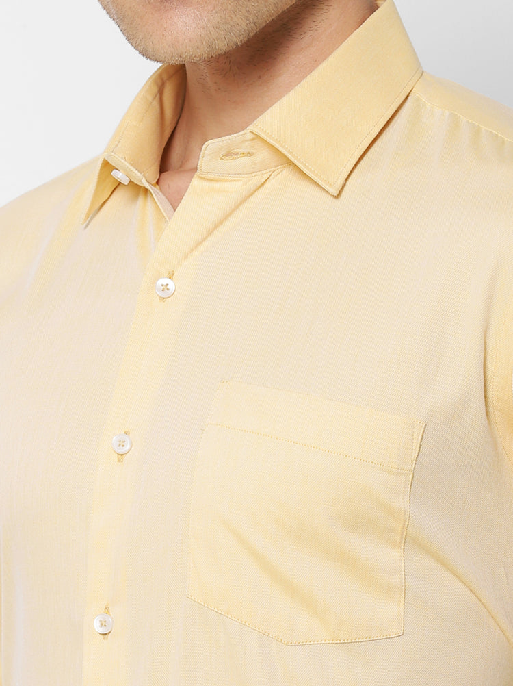 Yellow Cotton Spread Collar Shirt