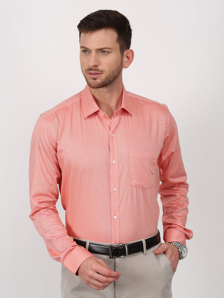 Orange Cotton Spread Collar Shirt