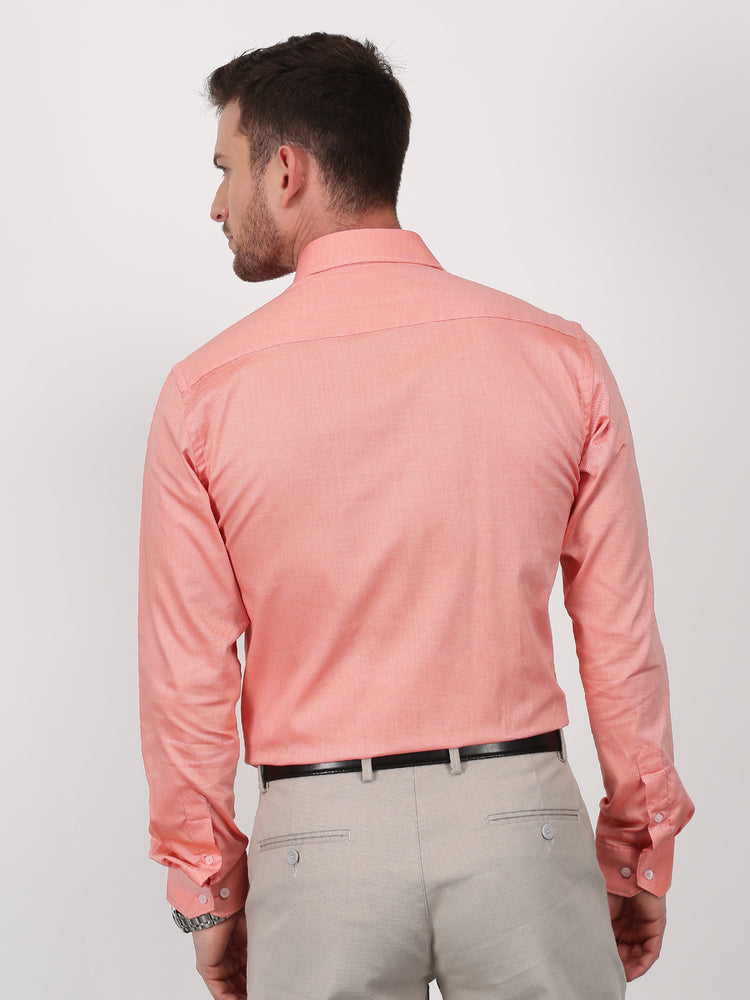 Orange Cotton Spread Collar Shirt
