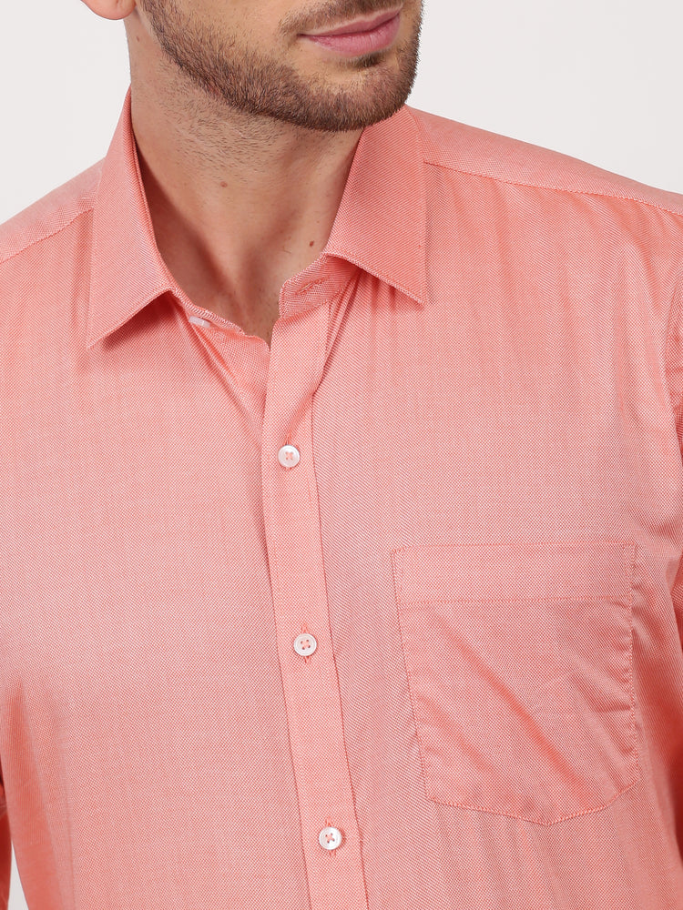 Orange Cotton Spread Collar Shirt