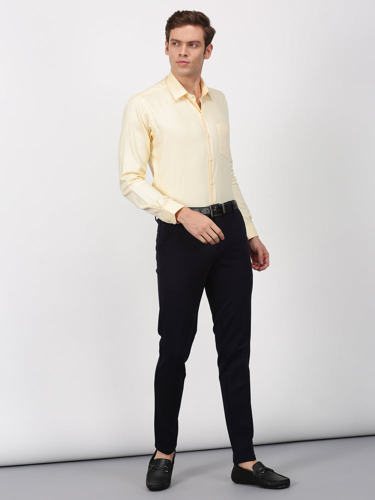 Yellow Cotton Spread Collar Shirt