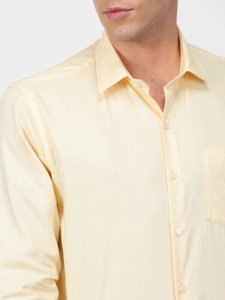 Yellow Cotton Spread Collar Shirt