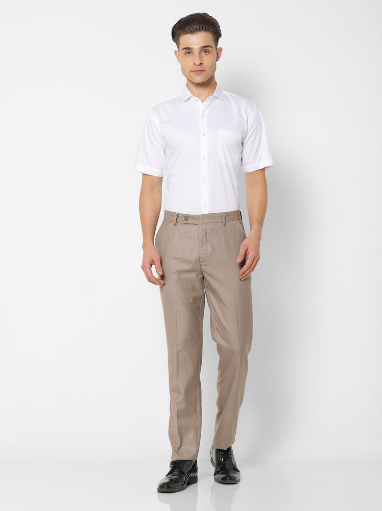 White Cotton Cut-Way Collar Shirt