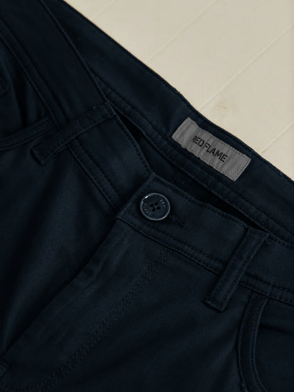 Navy Blue Solid Stretch Cargo Trouser