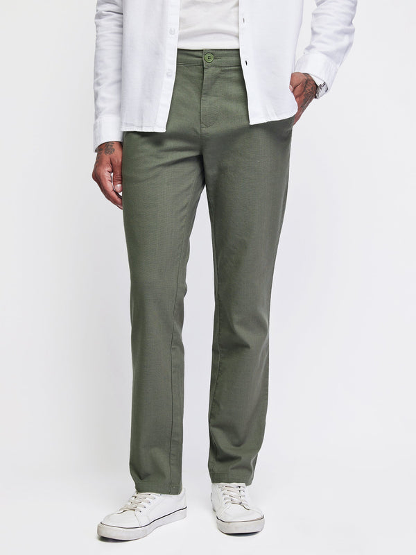 Relaxed Fit Slub Cotton Trouser