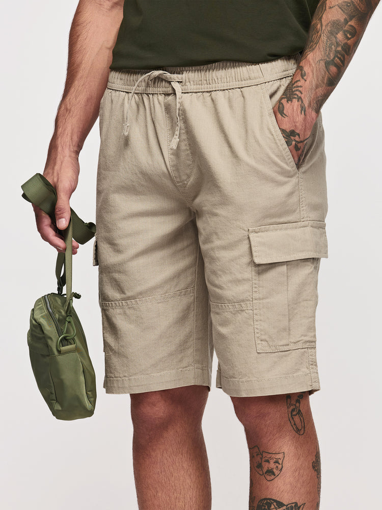 Khaki Cotton  Cargo Shorts