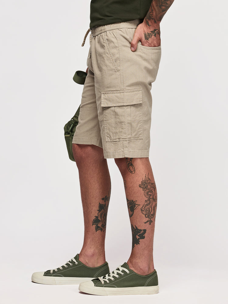 Khaki Cotton  Cargo Shorts