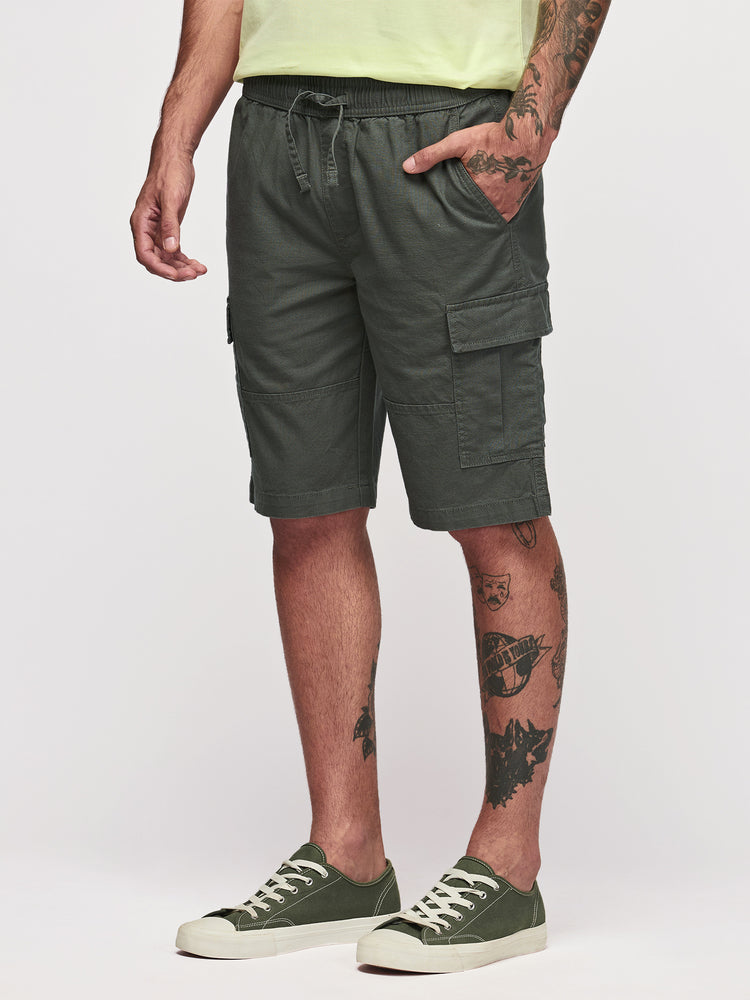 Olive Cotton  Cargo Shorts