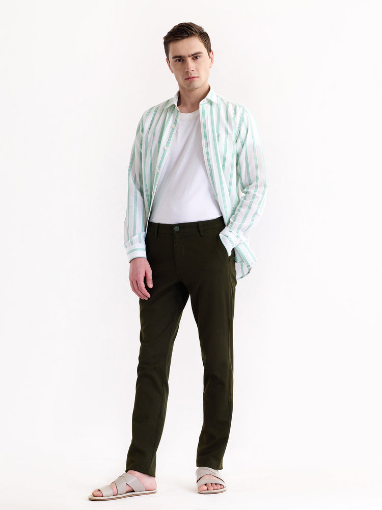 Green Stretch Slim Fit Trouser