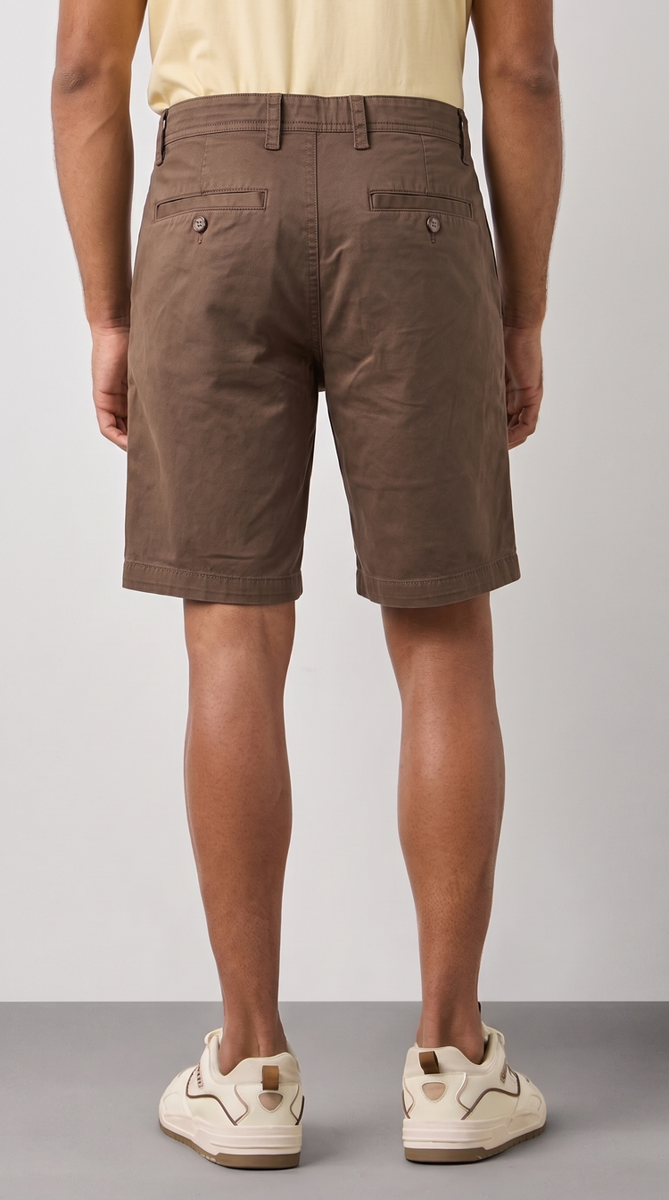 Brown Cotton Stretch Shorts