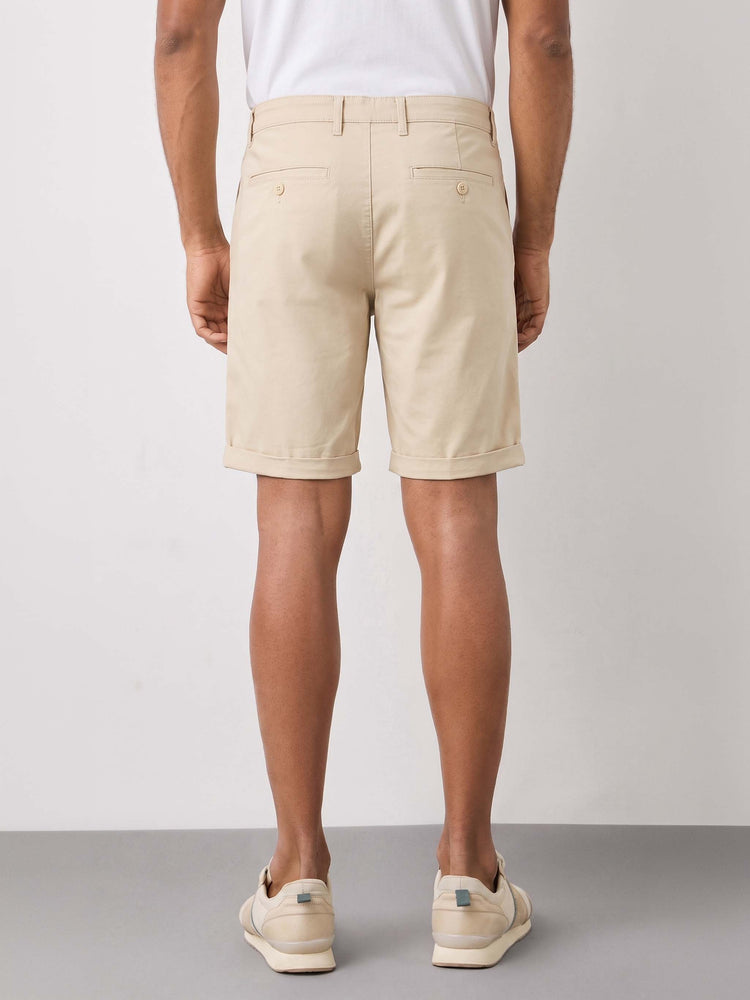 Cream Cotton Stretch Shorts