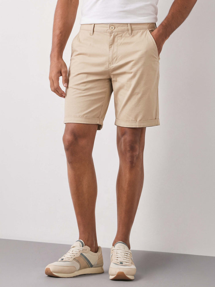 Cream Cotton Stretch Shorts