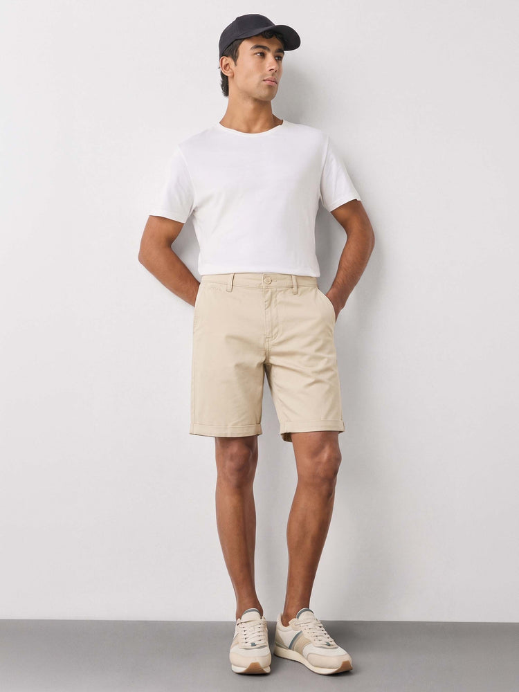 Cream Cotton Stretch Shorts
