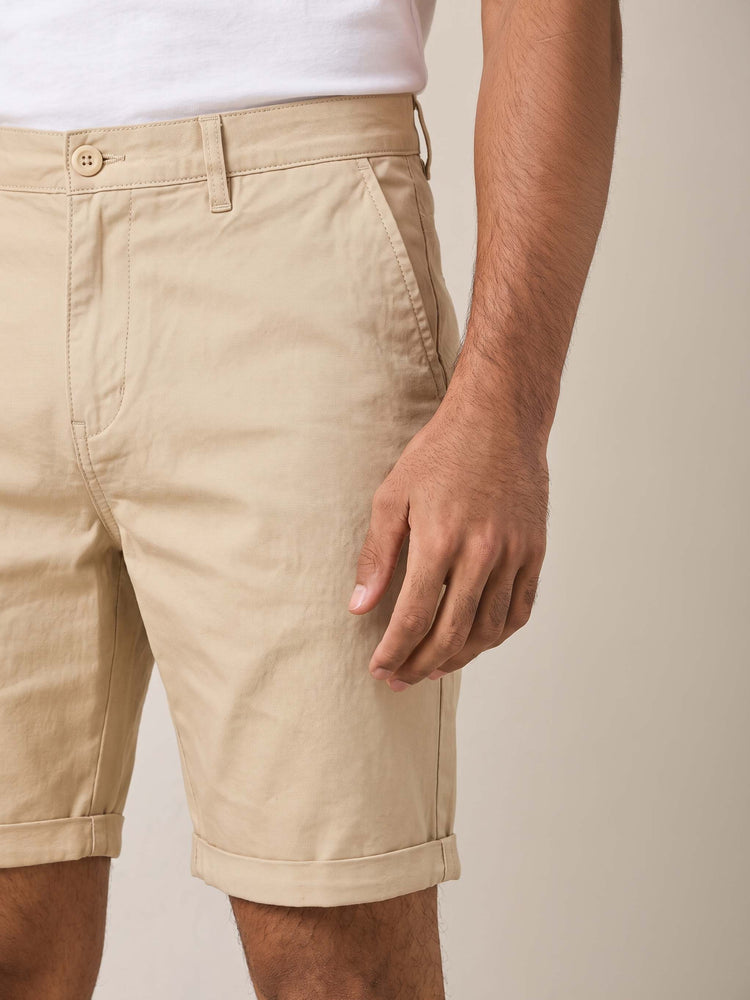 Cream Cotton Stretch Shorts