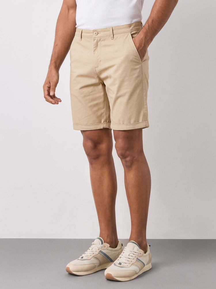 Cream Cotton Stretch Shorts