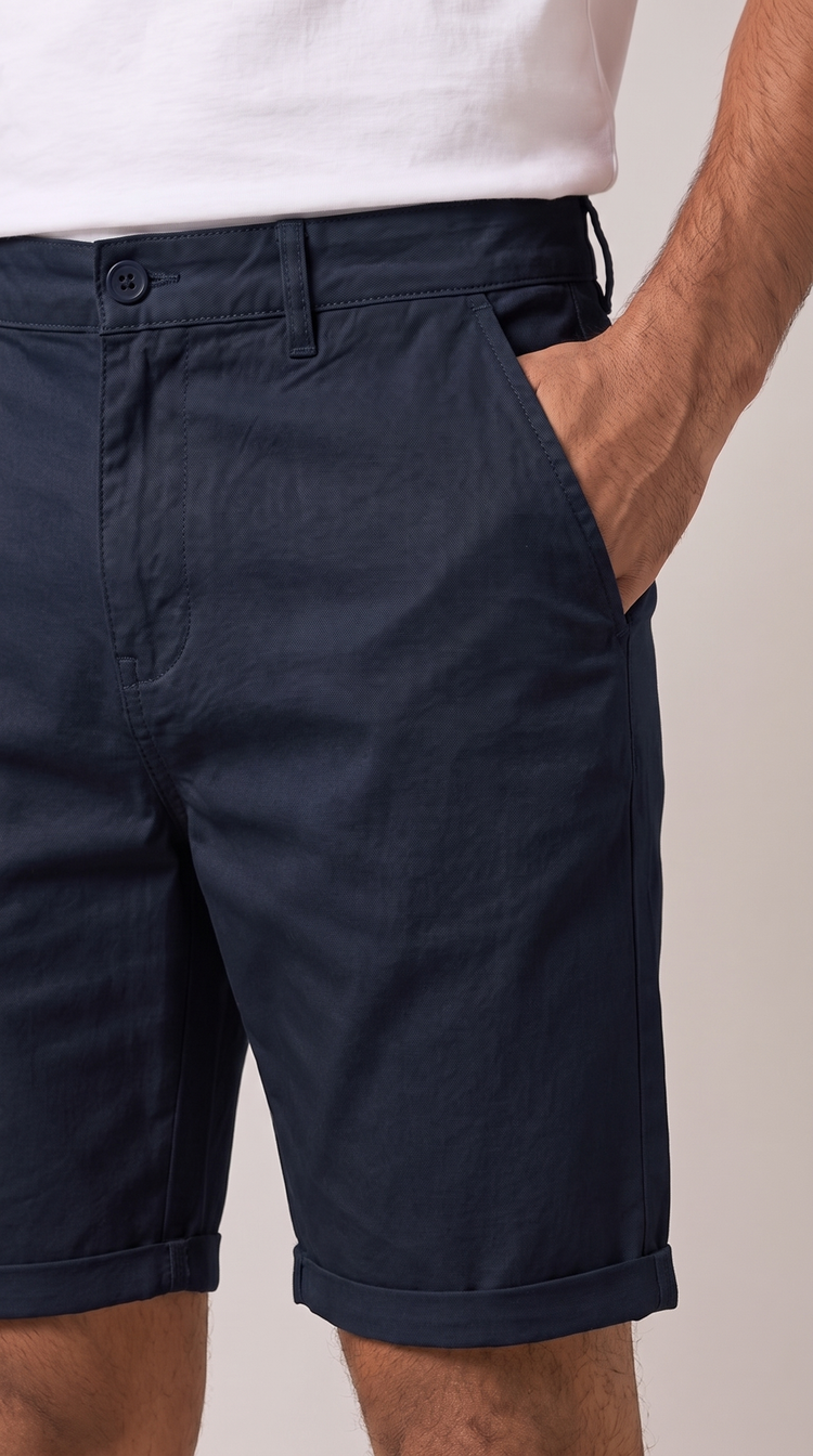 Navy Cotton Stretch Shorts
