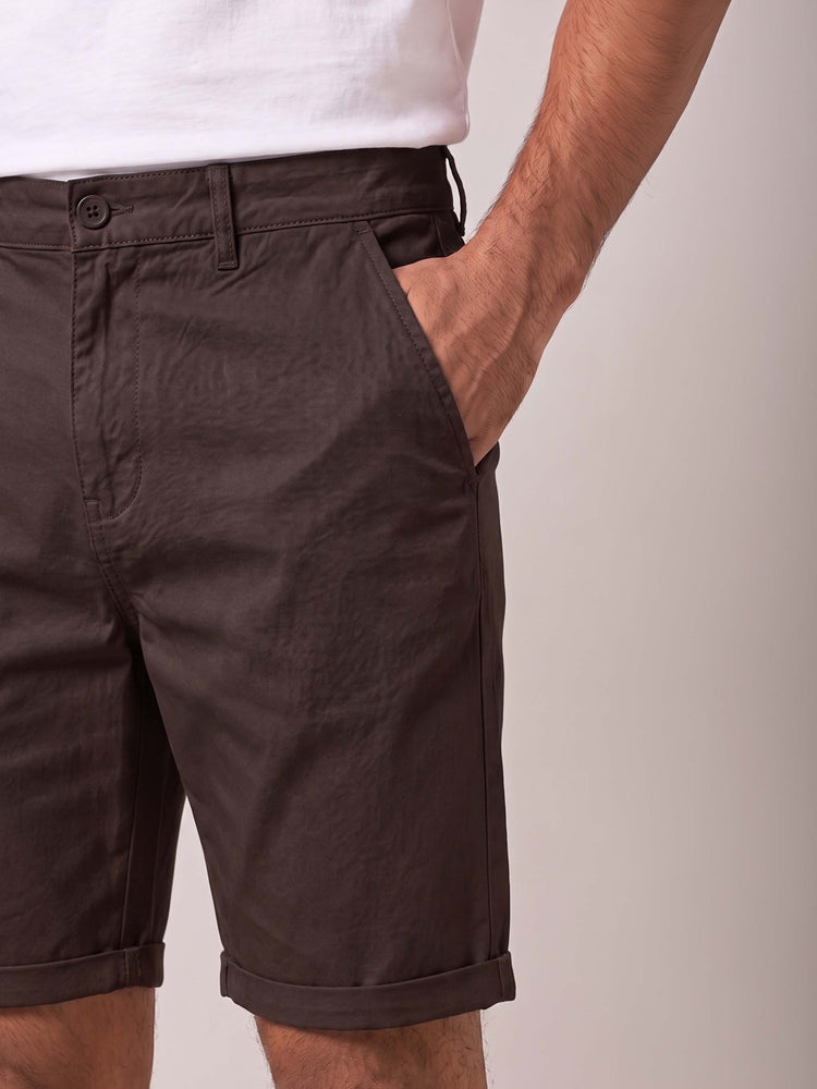 Brown Cotton Stretch Shorts