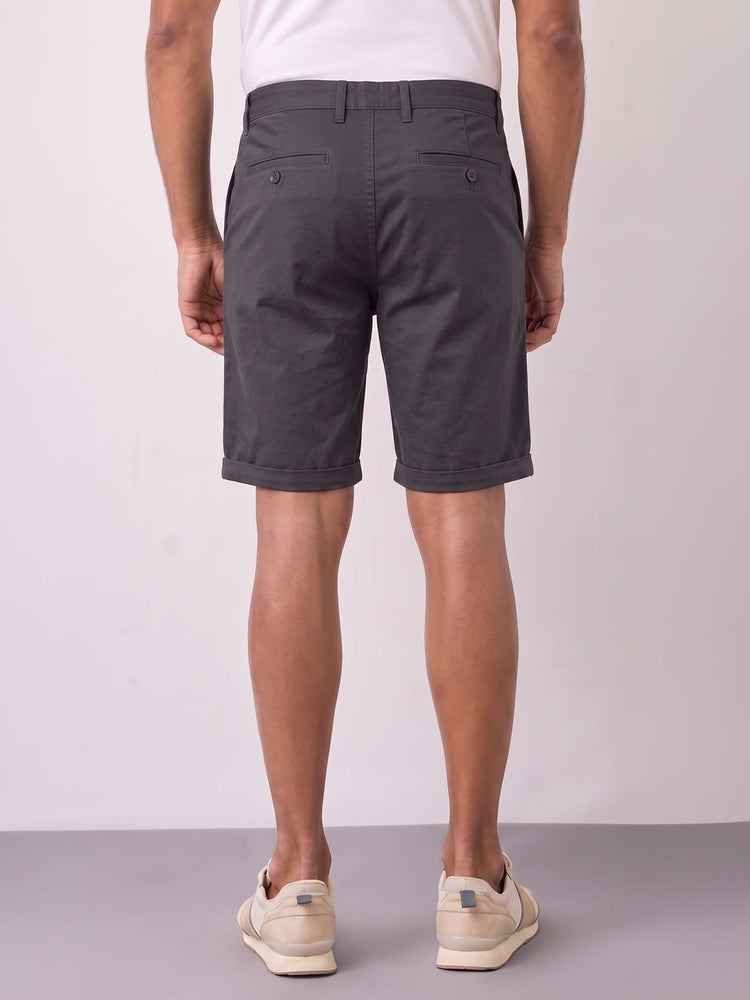 Grey Cotton Stretch Shorts
