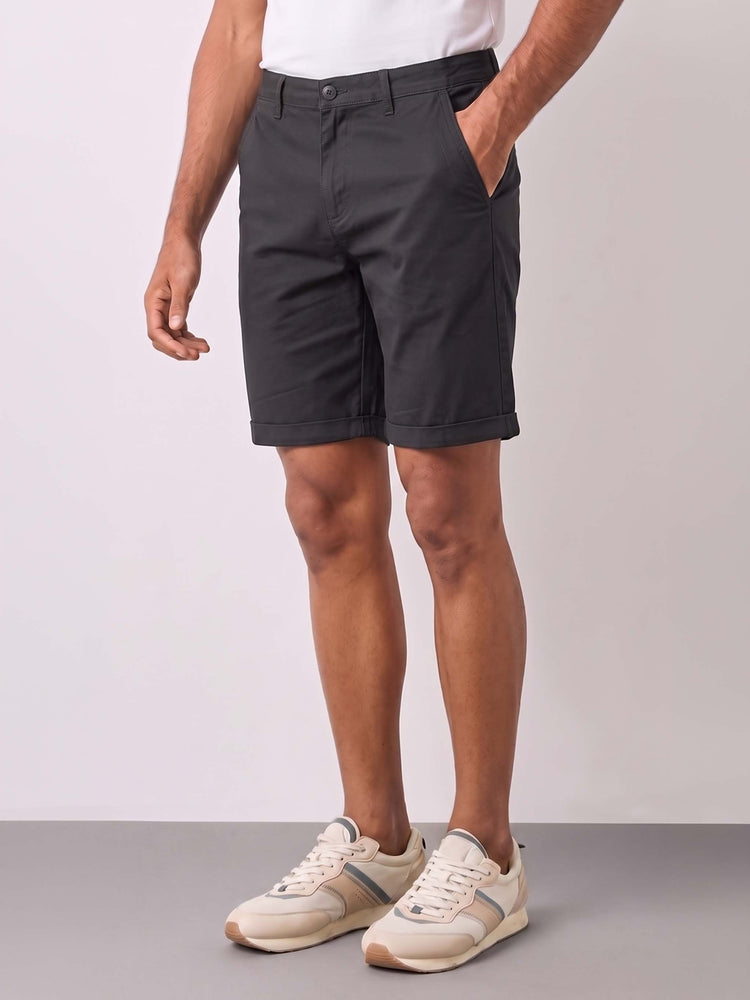 Grey Cotton Stretch Shorts