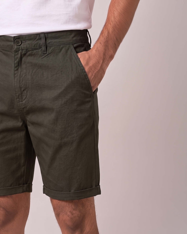 Olive Cotton Stretch Shorts