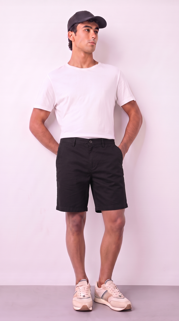 Black Cotton Shorts