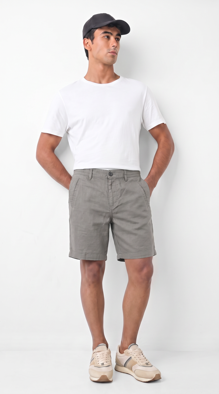 Grey Cotton Shorts
